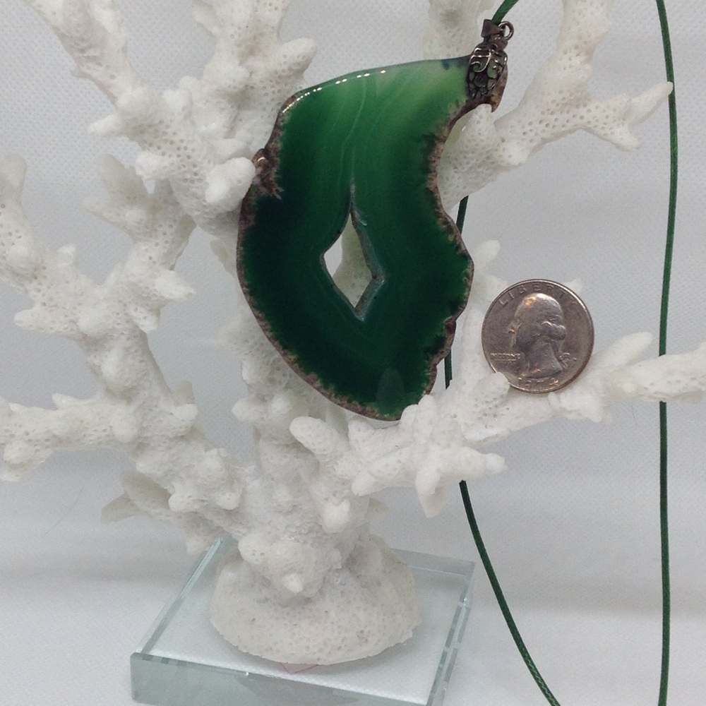 Geode Agate Slice Necklace on Waxed Cotton Cord - Picture 7 of 11